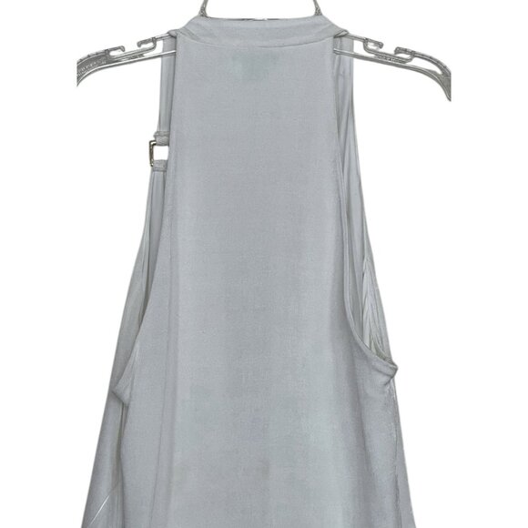 Bebe Dress Womens Size Large L Off‎ White V Neck Sleeveless Pleated Stretch - Picture 5 of 8